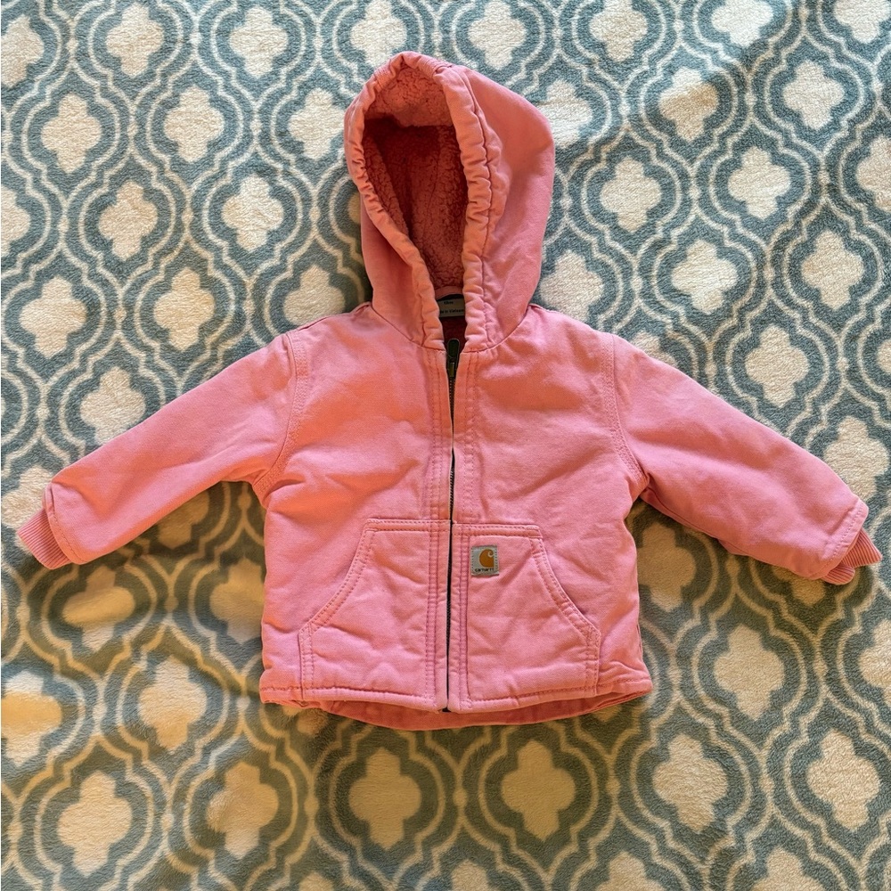 Carhartt Baby Pink Insulated Hooded Active Jacket 
Size 9-12 Months